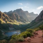 trekking dans les montagnes de drakensberg, afrique du sud